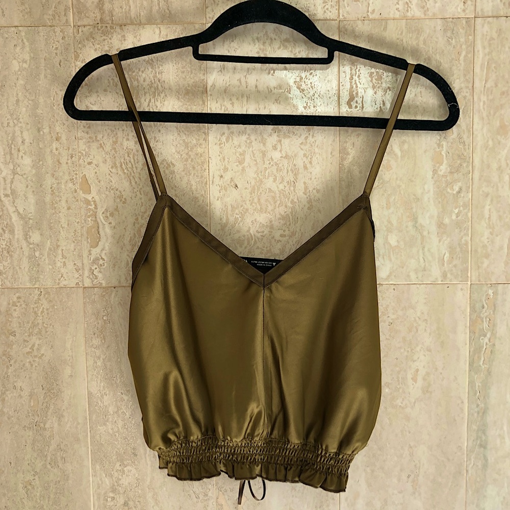 Zara Satin Cropped Tank (Medium)